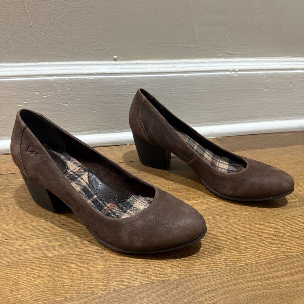 BOC Brown Suede Block Heel Pumps Womens 8M Comfort Cushioned Career Classic‎